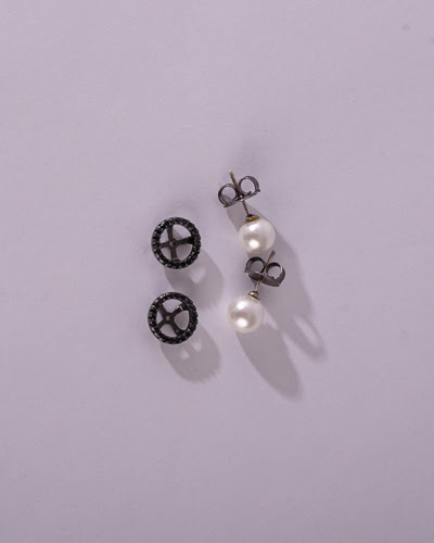 Brinco Double Pérola, Prata 925, Pérola, Zircônia (foto 1)