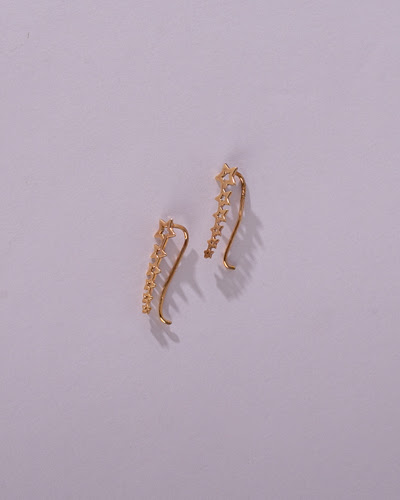 Ear Cuff Estrelas Dourado, Prata 925, Banho de ouro