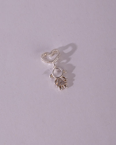 Pingente Menina Cristal, Prata 925, Zircônia branca (foto 1)