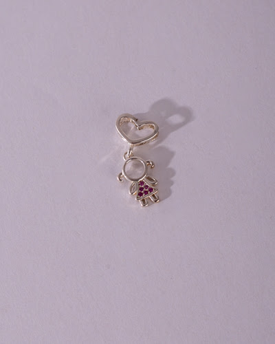 Pingente Menina Rosa, Prata 925, Zircônia rosa (foto 1)